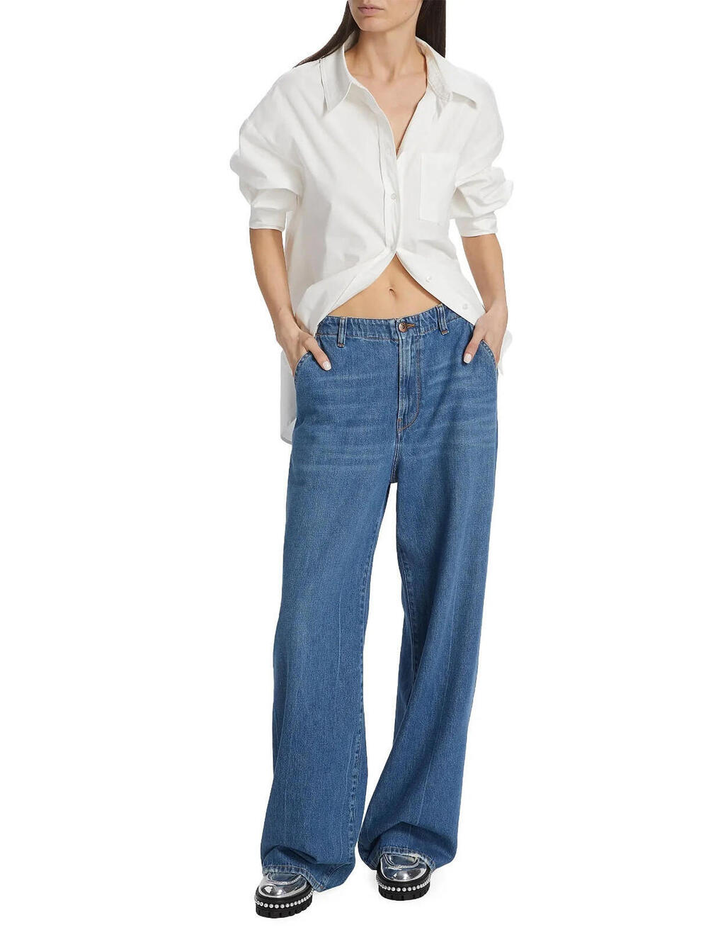 3X1 Flip Trouser Wide Leg Jeans in Leni, $270 NWT, Size 25, #70